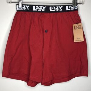 Lazy One Adult Medium Red Bear Cheeks Boxers Elastic Waist‎ Button Fly NWT